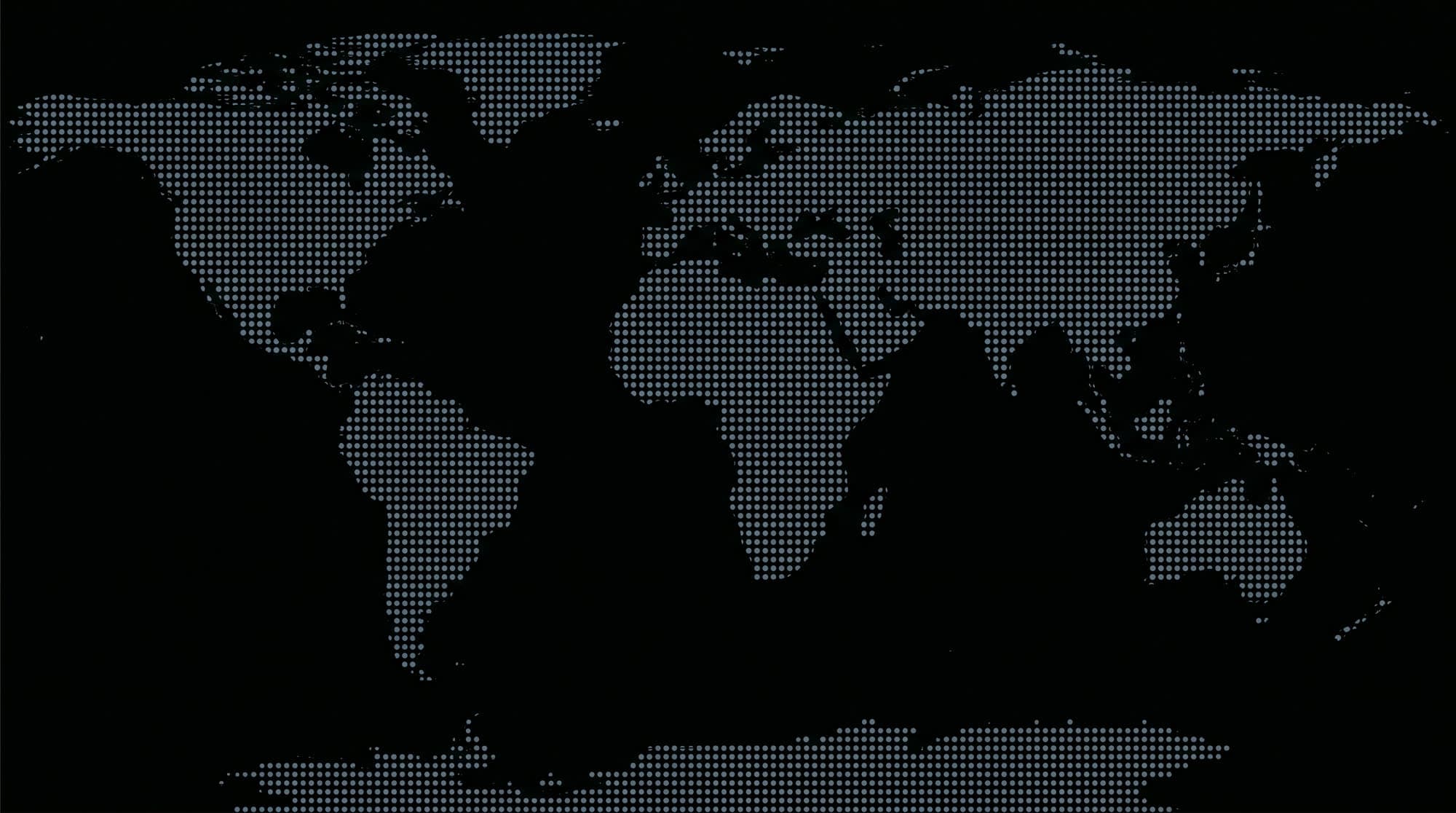 Mapa de cobertura global EYE BAG: 176+ países